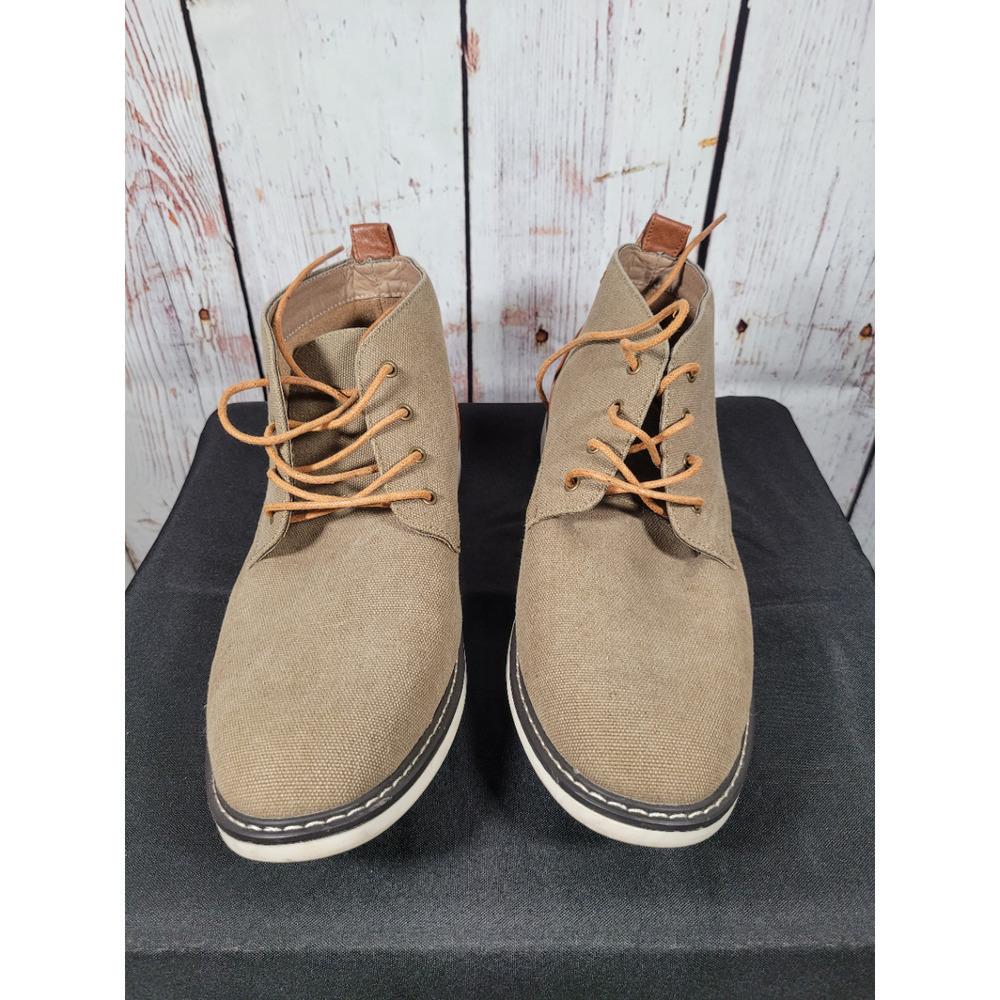London Fog Brown Canvas‎ & Leather Derby Casual Shoes Size 12